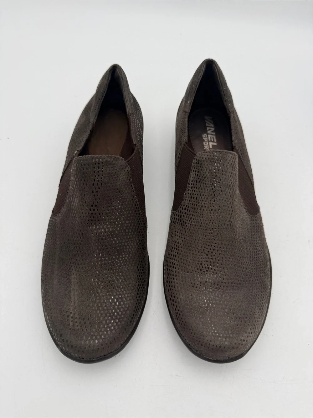 Vaneli women Slip-On Casual Loafers Dark Brown texture casual 7.5N office Y2K